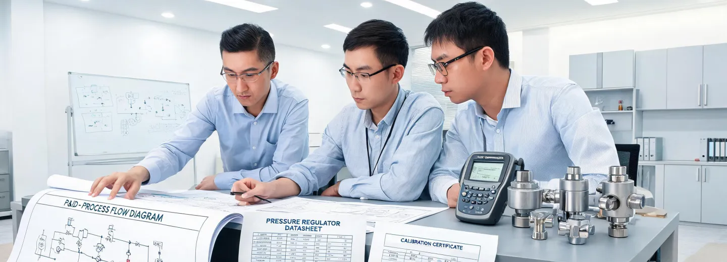 Instrumentation application team reviewing process drawings