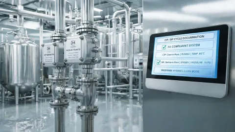 Food process hygienic transmitter and CIP skid