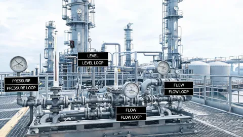 Oil and gas process instrumentation on refinery piping